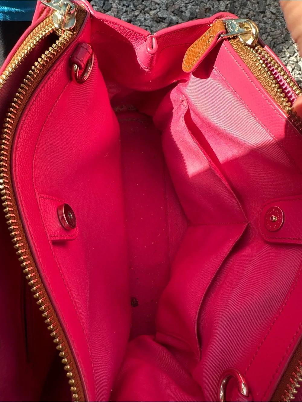 Coach Brown Leather Shoulder Bag with Pink Trim